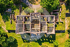 PÃ³stelek, Hungary - Aerial top down photo about SzÃ©chÃ©nyi-Wenckheim castle ruins
