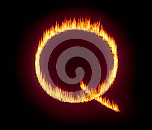 Q Anon deep state conspiracy concept formed from flames