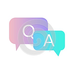 Q and A gradient icon Question and Answer with speech bubble symbol