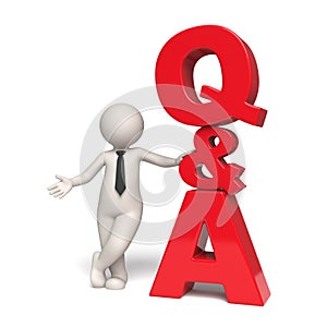 Q&A Icon - Questions and answers - 3d man