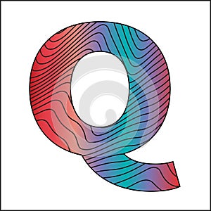 1Q Letter Q Gradient Vector Illustration - Letter Q logo - Wavy warped Text = Letter Q