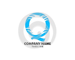 Q letter wave logo template vector illustration