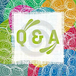 Q And A - Questions And Answers Colorful Background Jute Texture White Text