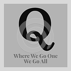 Q vector letter logo and motto from Qanon conspiracy theory photo