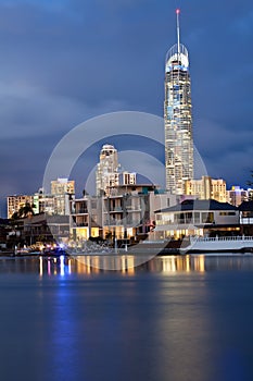 Q1 building in gold coast at night