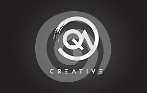 QA Circular Letter Logo with Circle Brush Design and Black Background.