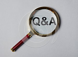 QA or FAQ acronym. Inscription in magnifier