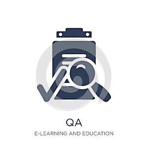 QA icon. Trendy flat vector QA icon on white background from E-learning and education collection