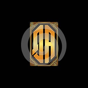 QA Logo Letter Geometric Golden Style