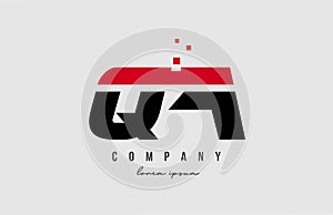 qa q a alphabet letter logo combination in red and black color. Creative icon design for company and business