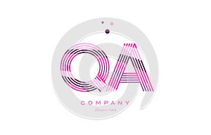 qa q a alphabet letter logo pink purple line icon template vector