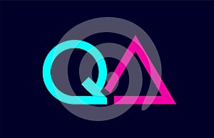 QA Q A blue pink colorful alphabet alphabet letter logo combination design