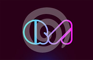 QA Q A pink line alphabet letter combination logo icon design