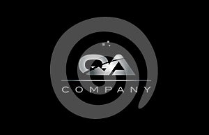 qa q a silver grey metal metallic alphabet letter logo icon
