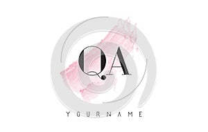 QA Q A Watercolor Letter Logo Design with Circular Brush Pattern