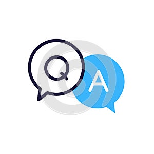 QA Question and answericon with speech bubbles, vector illustration for frequently asked questions concepts in websites, dialogue