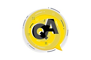 QA yellow speech bubble. Faq questionnaire chat symbol. Question and answer message. Vector