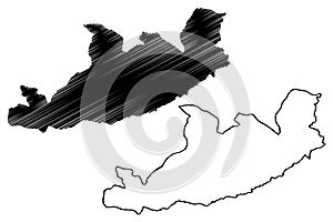Qachas Nek District Districts of Lesotho, Kingdom of Lesotho map vector illustration, scribble sketch Qacha`s Nek map