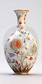 Qajar Art Inspired Flower Vase 3d Model - Uhd Image