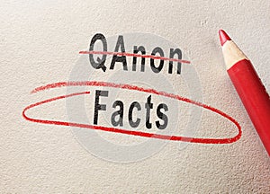 QAnon and Facts pencil cirlce photo