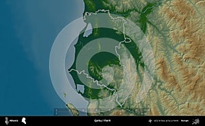 Qarku i Fierit outlined, Albania. Physical