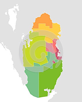 Qatar administrative divisions map illustration  no text