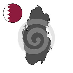 Qatar country grey vector map on isolated white background for travel, middle east, and geography concepts.