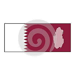 Qatar country purple flag vector inside the map on isolated white background and pin for travel, middle east, and geography concep