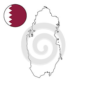 Qatar country vector map outline on isolated white background for travel,  middle east, and geography concepts.\