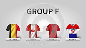 Qatar fifa world cup soccer tournament 2022 . Group F stages . Waving jersey with country flag pattern . Vector