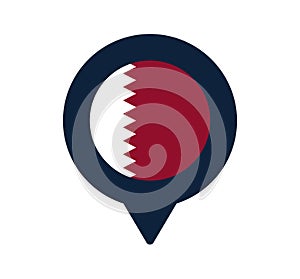 Qatar flag and map pointer icon. National flag location icon vector design, gps locator pin. vector illustration