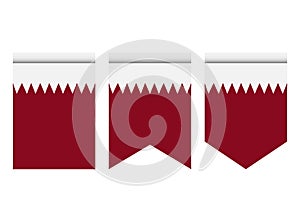 Qatar flag or pennant isolated on white background. Pennant flag icon