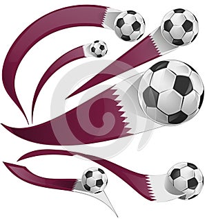 Qatar flag set with soccer ball photo