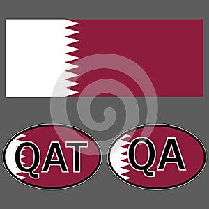 Qatar flag and sticker on the car with the acronym QA and QAT