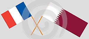 Qatar and France. The Qatari and French flags. Official colors. Correct proportion. Vector