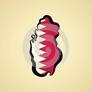 Qatar - Map colored with flag