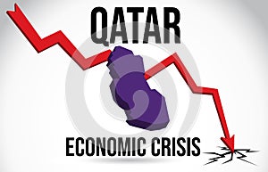 Qatar Map Financial Crisis Economic Collapse Market Crash Global Meltdown Vector