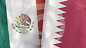 Qatar and Mexico two flags textile cloth 3D rendering