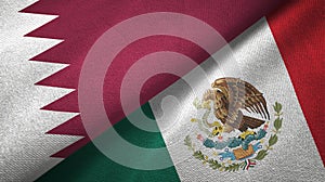 Qatar and Mexico two flags textile cloth, fabric texture