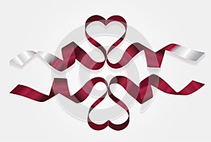 Qatar national flag Heart Shape Ribbon vector illustration