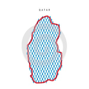 Qatar population map. Stick figures Qatari people map. Pattern of men and women. Flat vector illustration