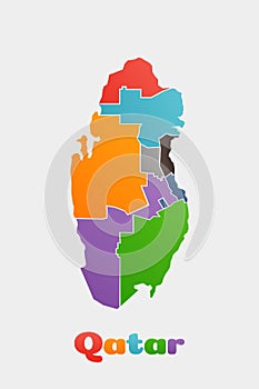 Qatar Provinces map. Concept for Political Regions. Vector logo