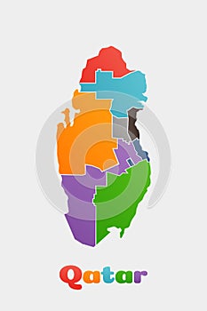 Qatar Provinces map. Concept for Political Regions. Vector logo photo