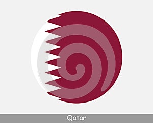 Qatar Round Circle Flag. Qatari Circular Button Banner Icon. EPS Vector