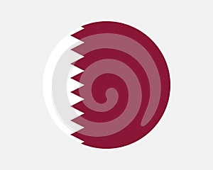 Qatar Round Country Flag. Qatari Circle National Flag