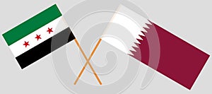 Qatar and Syria. The Qatari and Syrian National Coalition flags. Official colors. Correct proportion. Vector