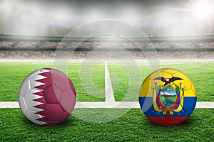 Qatar Versus Ecuador football in Soccer Stadium With Copy Space