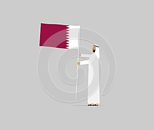 Qatari character holding flag