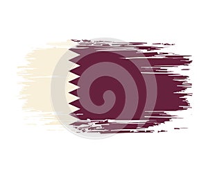 Qatari flag brush grunge background. Vector illustration.