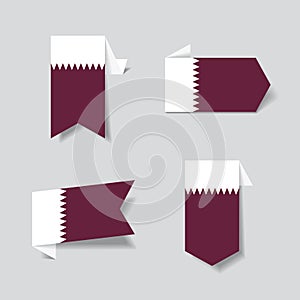 Qatari flag stickers and labels. Vector illustration.